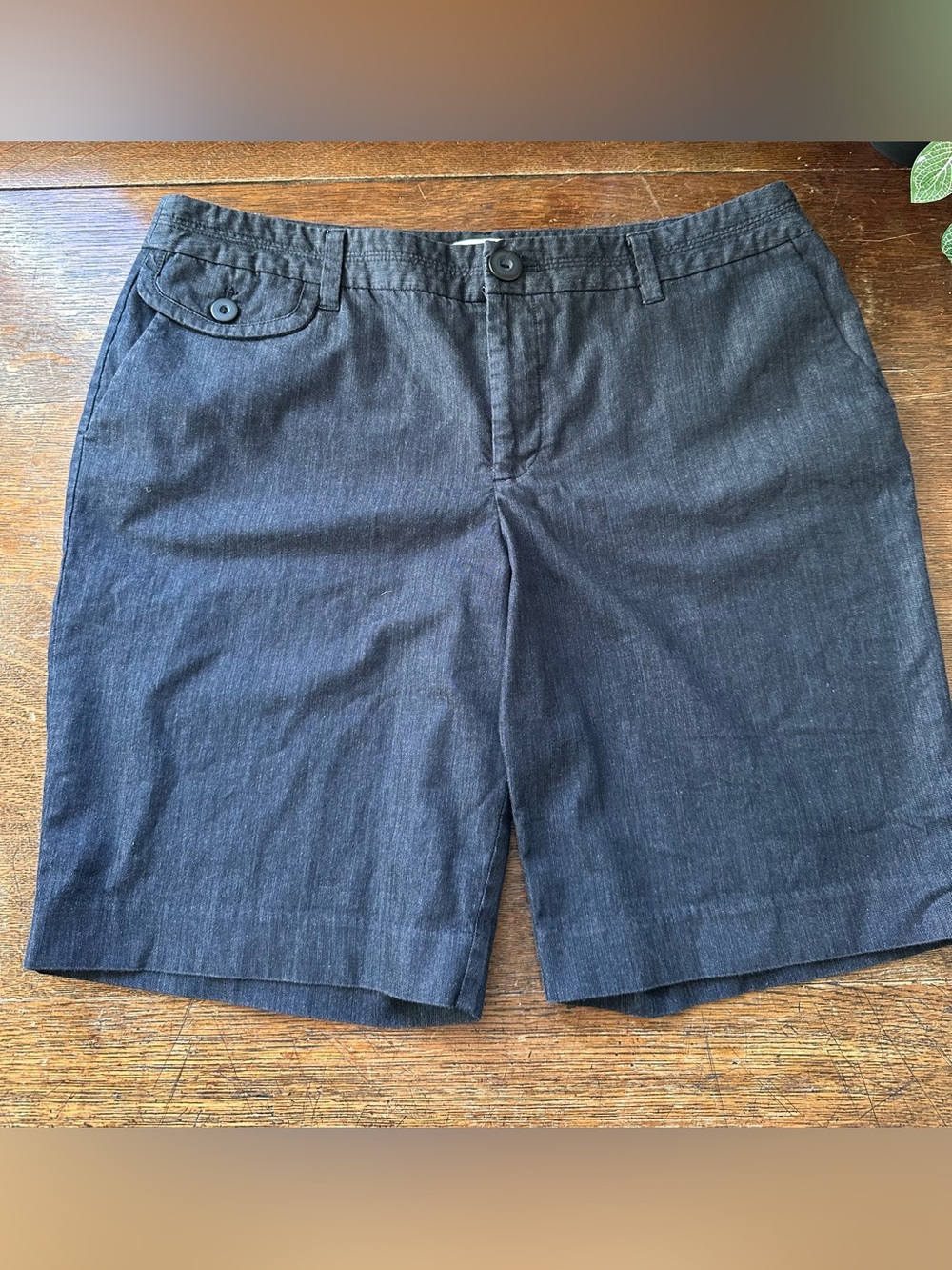 Ann Taylor Loft Dark Blue Cotton Bermuda Shorts Size 12